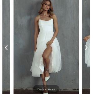 White Tulle Midi Dress